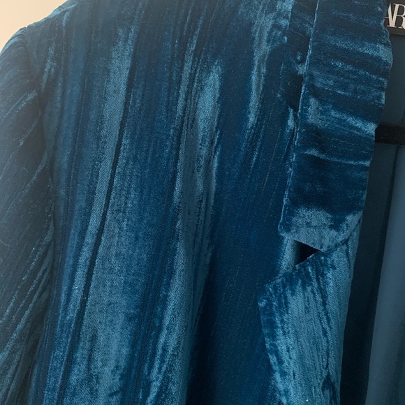 NWT Zara velvet turquoise blazer women’s large - Picture 13 of 16